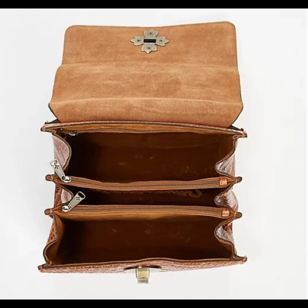 Patricia Nash Croco-Embossed Ellora Multi Compartment Crossbody/ Cognac - Picture 5 of 10